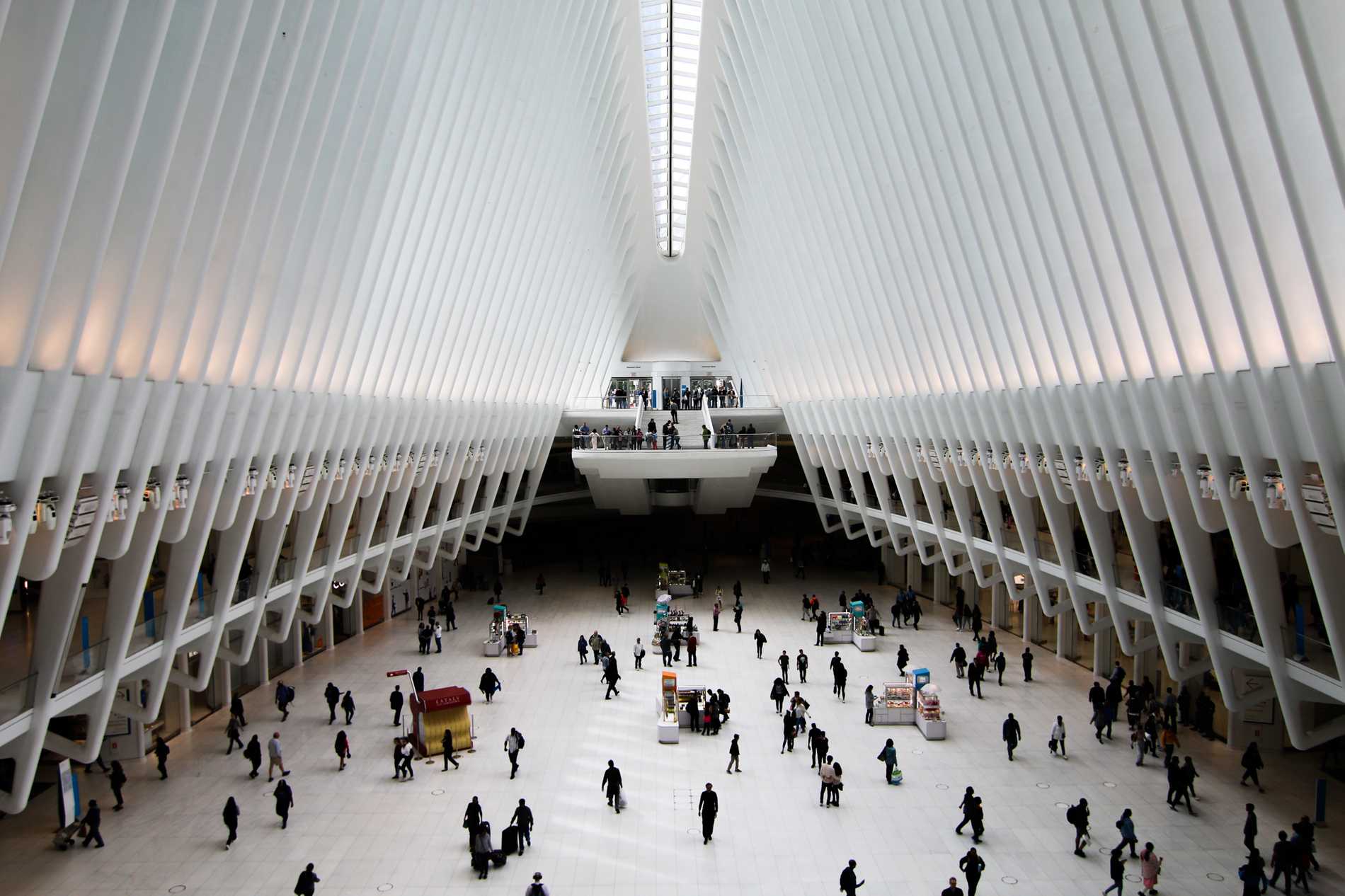Oculus - World Trade Center Hub, NYC, USA:  A train station like no other! Completed in 2016 at a cost of $4bn, this structure sits on the site of the 9/11 attacks and is designed to resemble a bird flying from the hands of a child. Head to one of the mezzanine floors to take it all in.