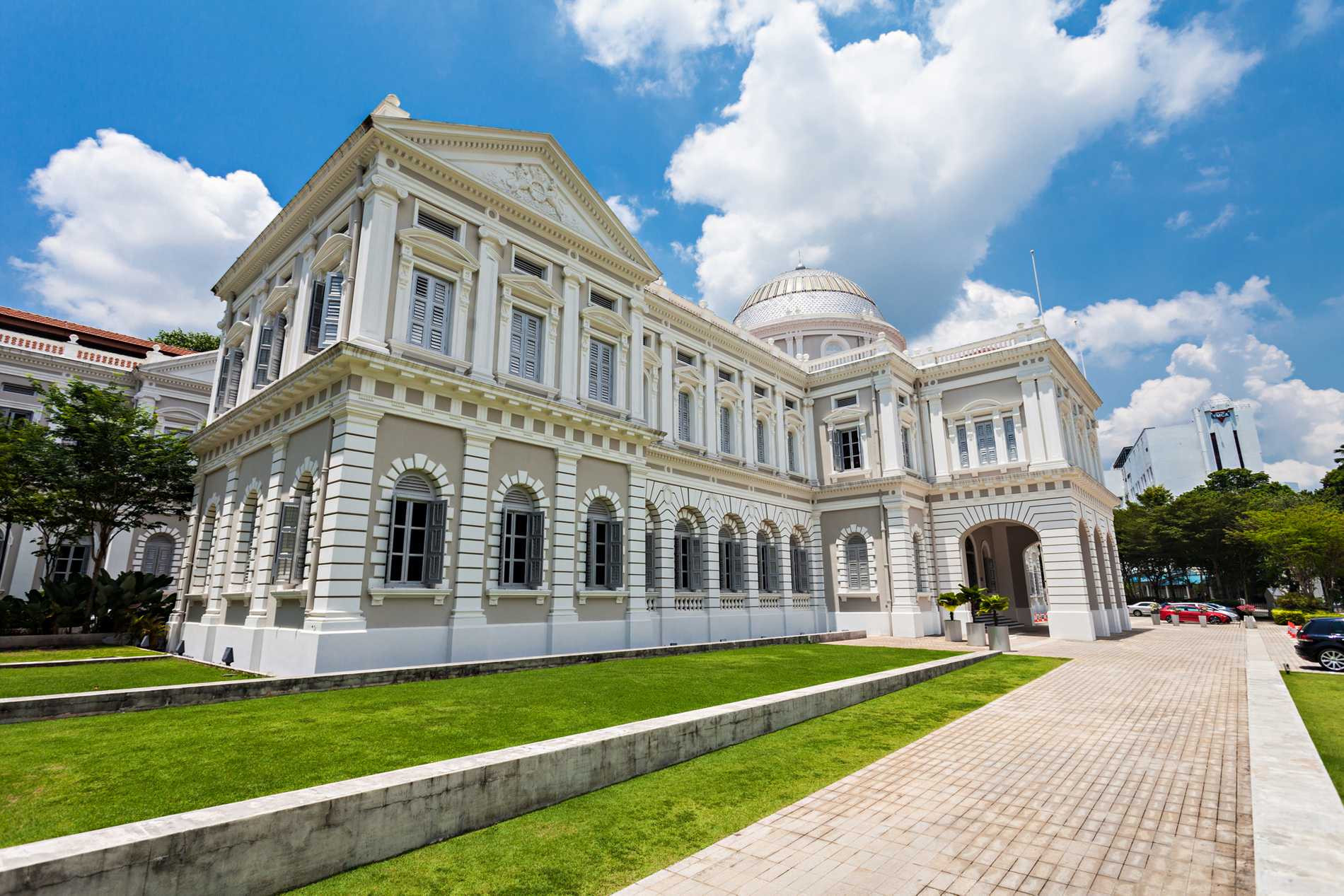 The Neo-Palladian and Renaissance style exterior of the National Museum of Singapore.